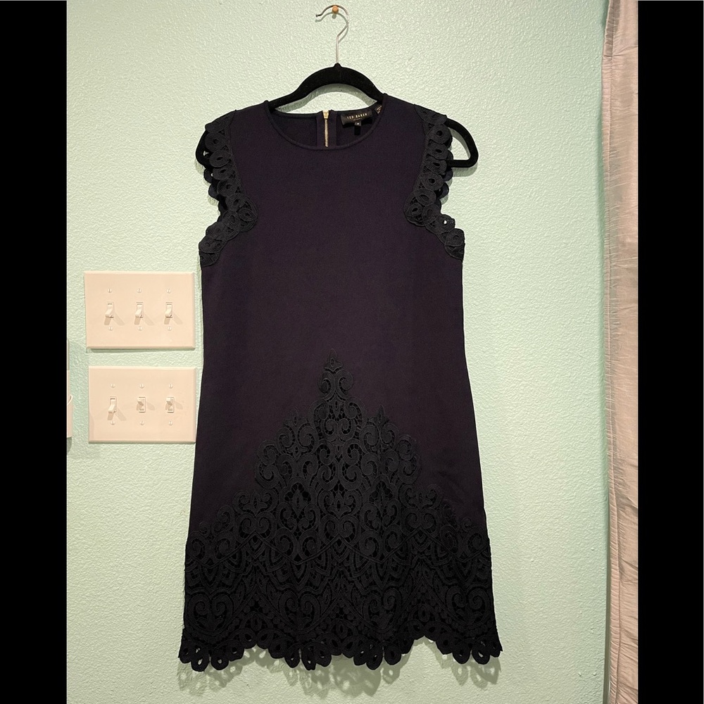 Ted Baker Navy and Black Lace Mini Dress